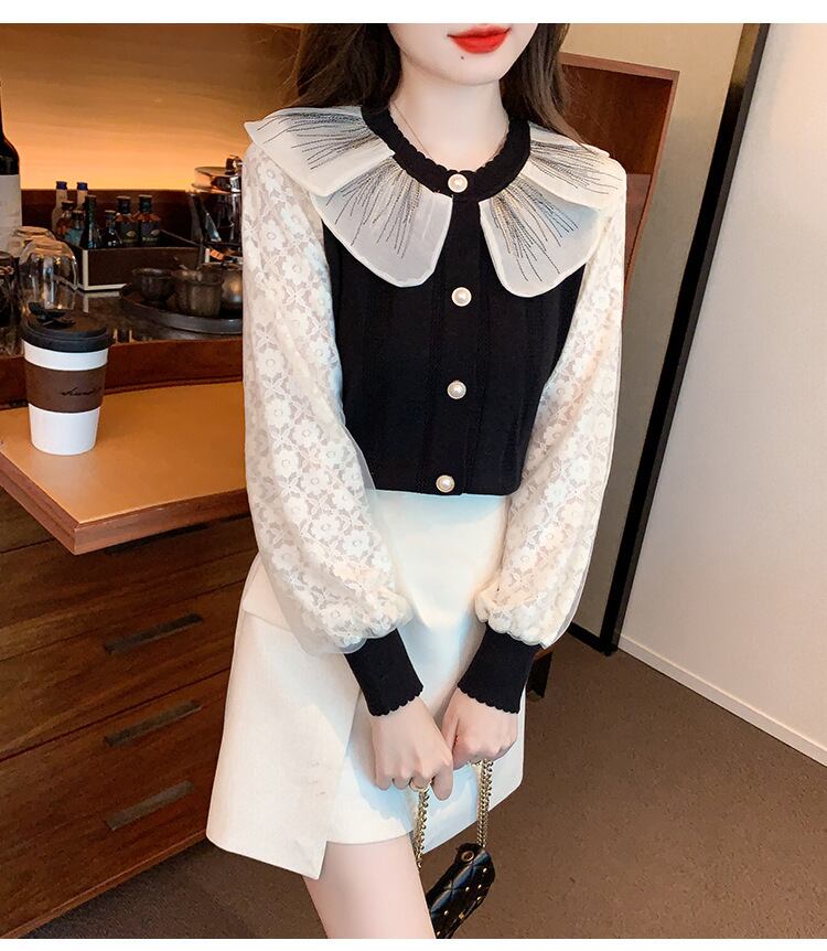 【tops】ドッキングニットトップス　M18814
