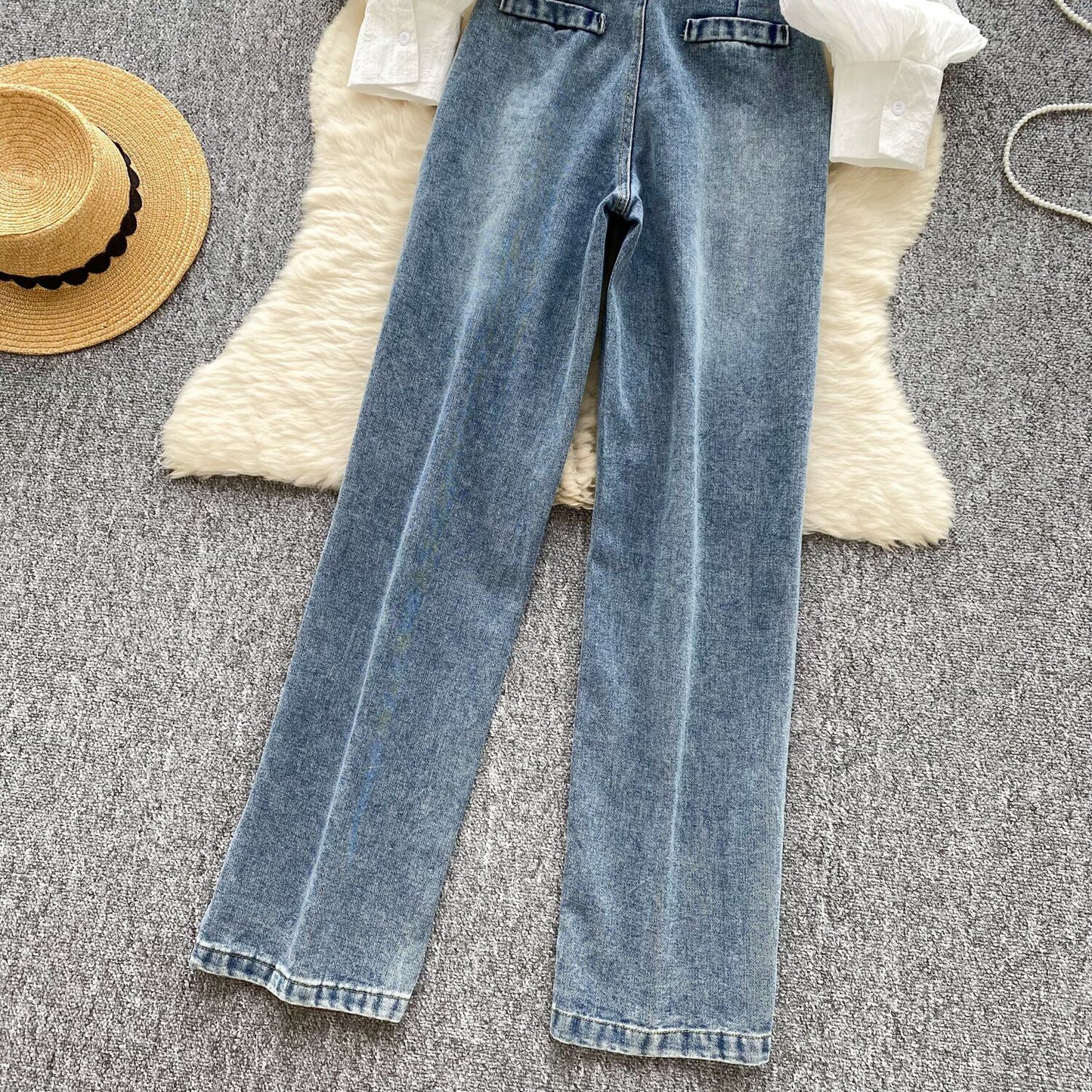 【set】シャツトップス×サロペットデニムパンツセット　M29710