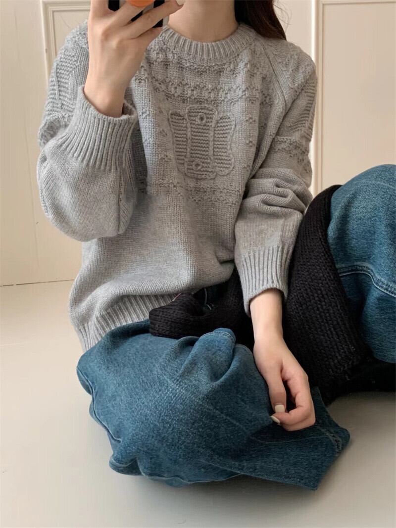 【tops】クルーネックニットセーターM19171