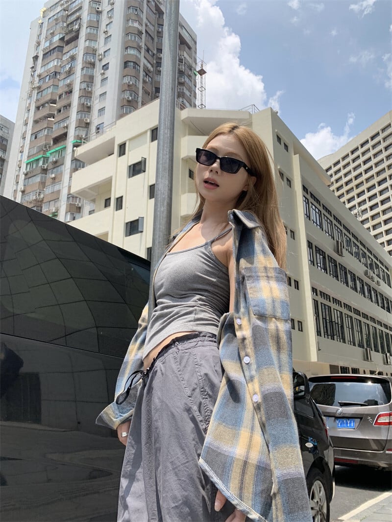 【tops】チェック柄シャツトップス　M25664
