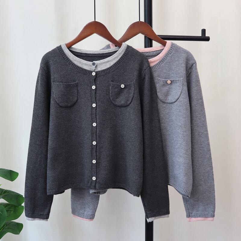 【outer】配色切り替えニットカーデ　M28598