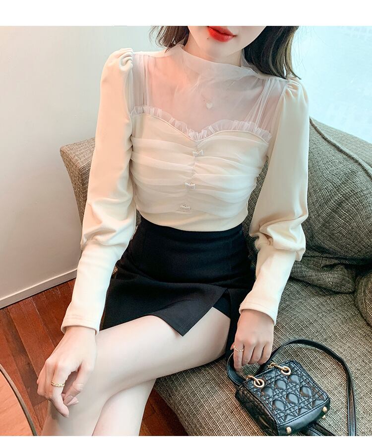 【tops】チュールコンビブラウス　M29369