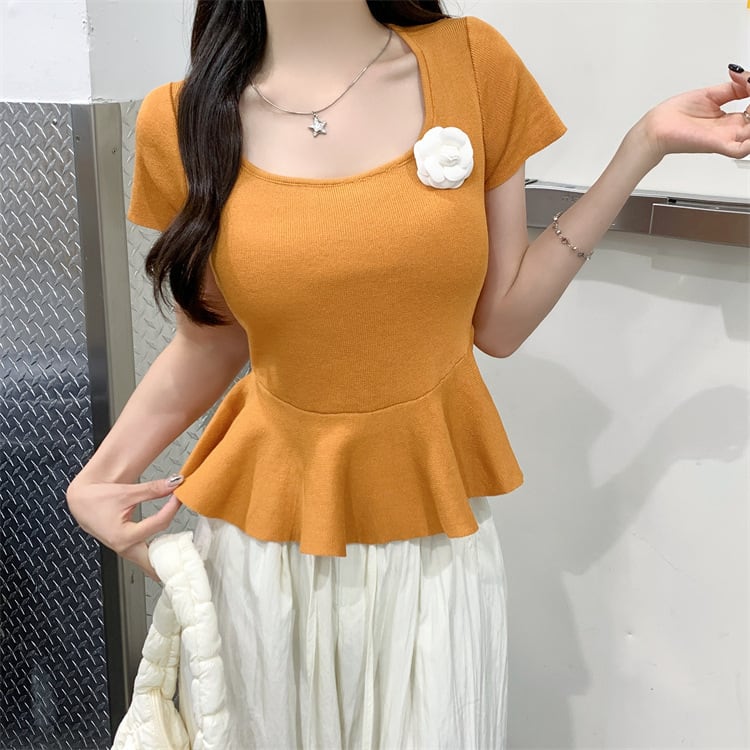 【tops】立体フラワーニットトップス　M24585
