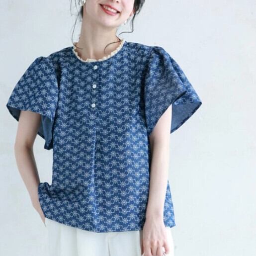 【tops】デニムプリントトップス　M30192