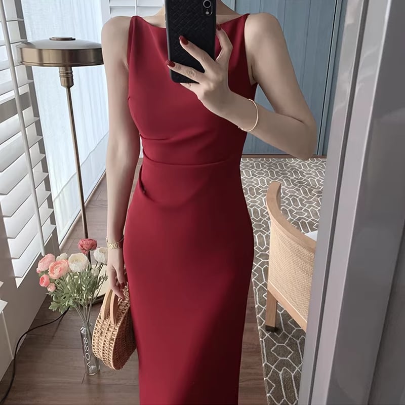 【dress】ノースリーブロングワンピース Q8434