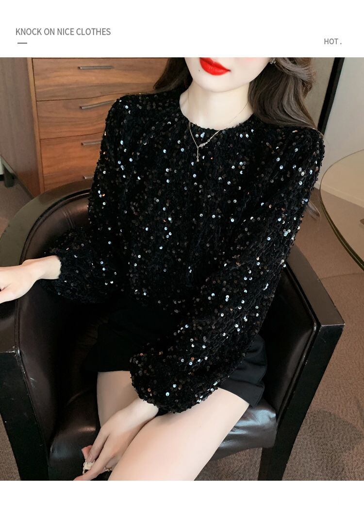 【tops】スパンコールトップス　M28941