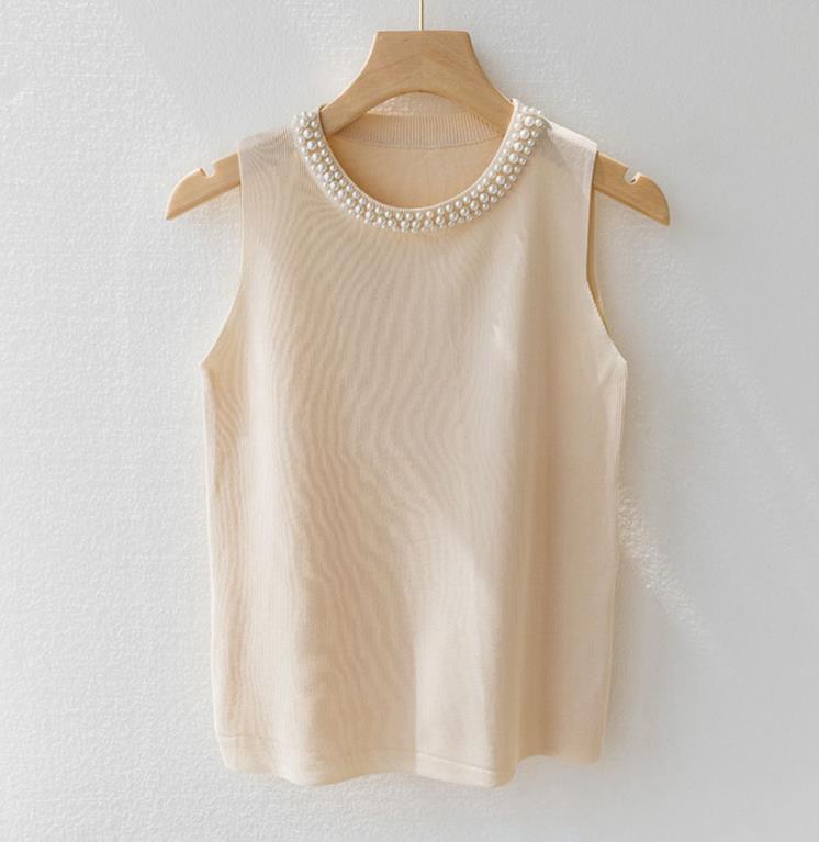 【tops】4色ビーズニットタンクトップF7405