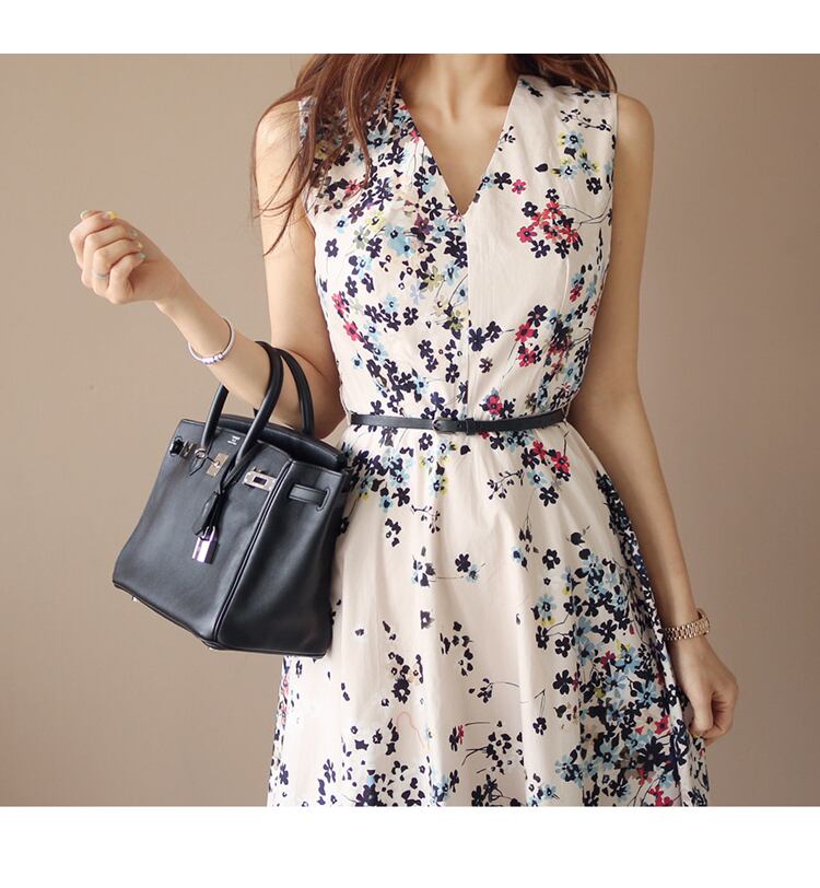 【dress】韓国風質感のいい 気質満点プリント着痩せワンピース