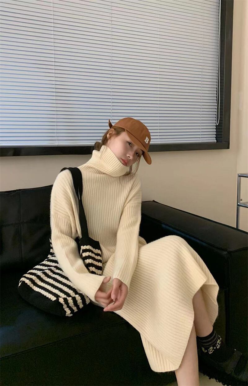 【dress】無地ニットワンピース　M19129
