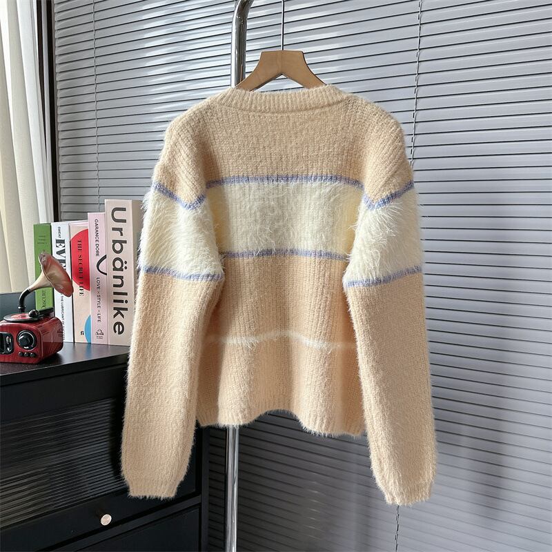 【outer】ボーダー柄ニットカーデ　M18979