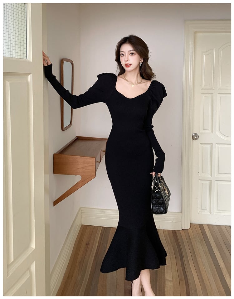 【dress】ニットマーメイドワンピース　M26967