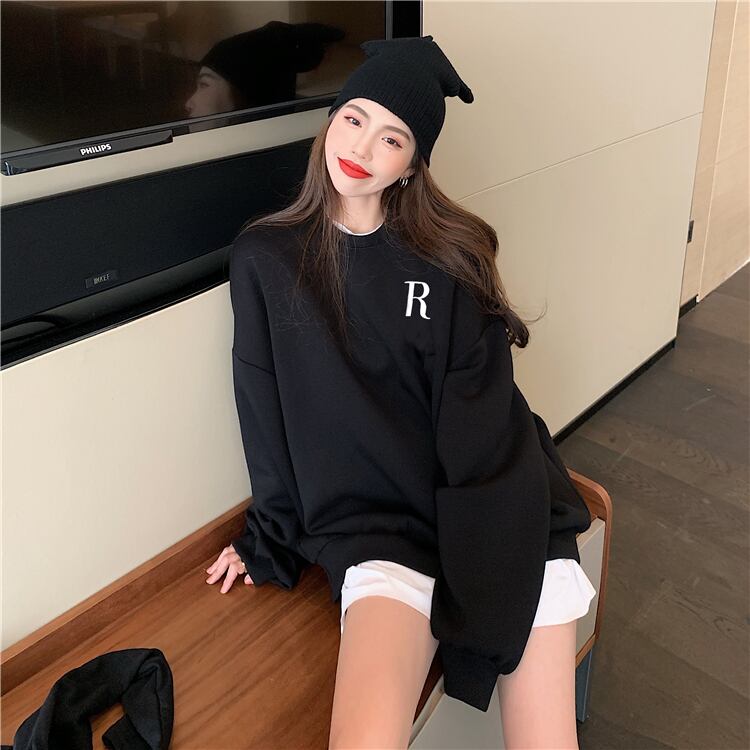 【tops】オシャレ度満点〜気質満点トップス長袖英字柄ラウンドネックINS風パーカー G9174