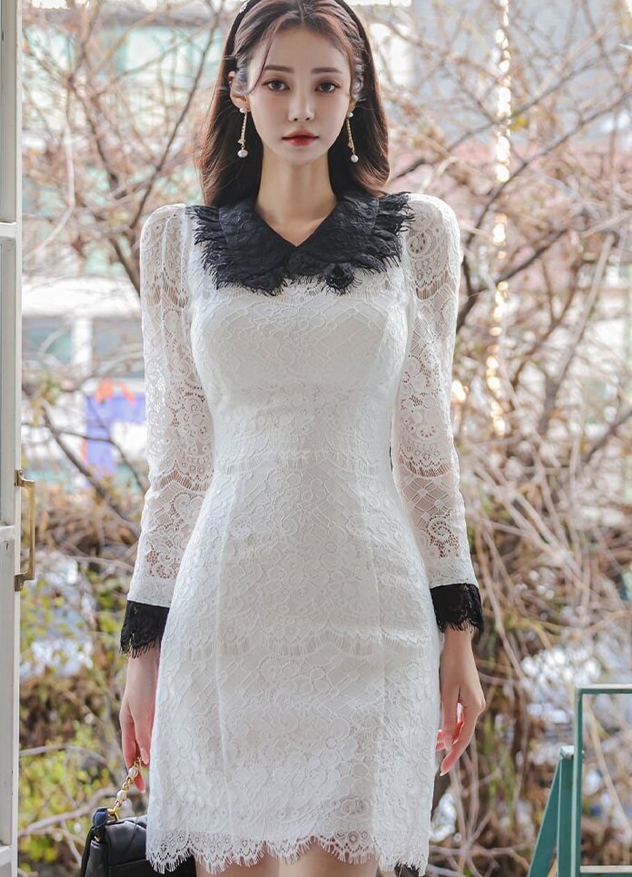【dress】Aラインレースワンピース Q6943