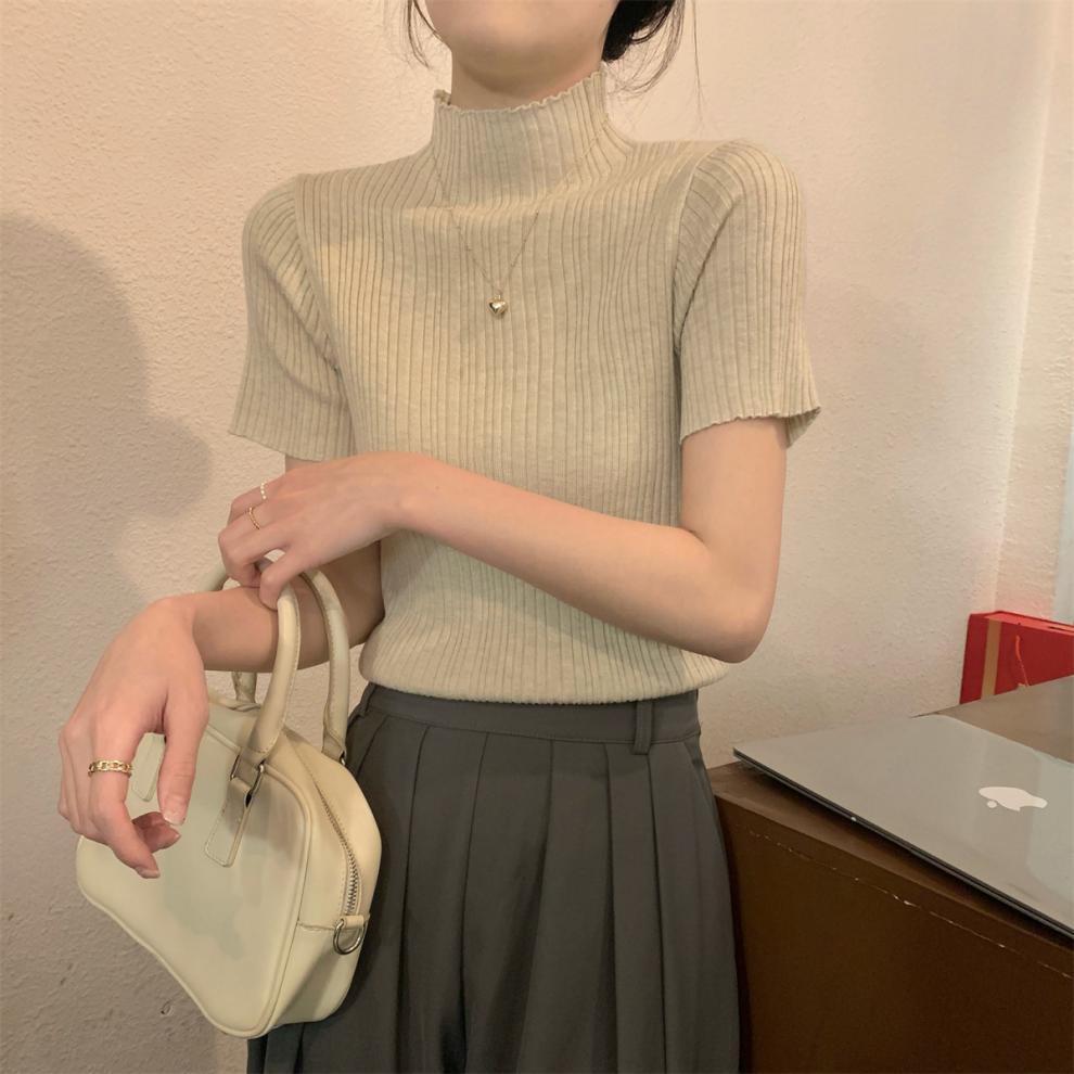 【tops】ハーフネックニットTシャツG21551