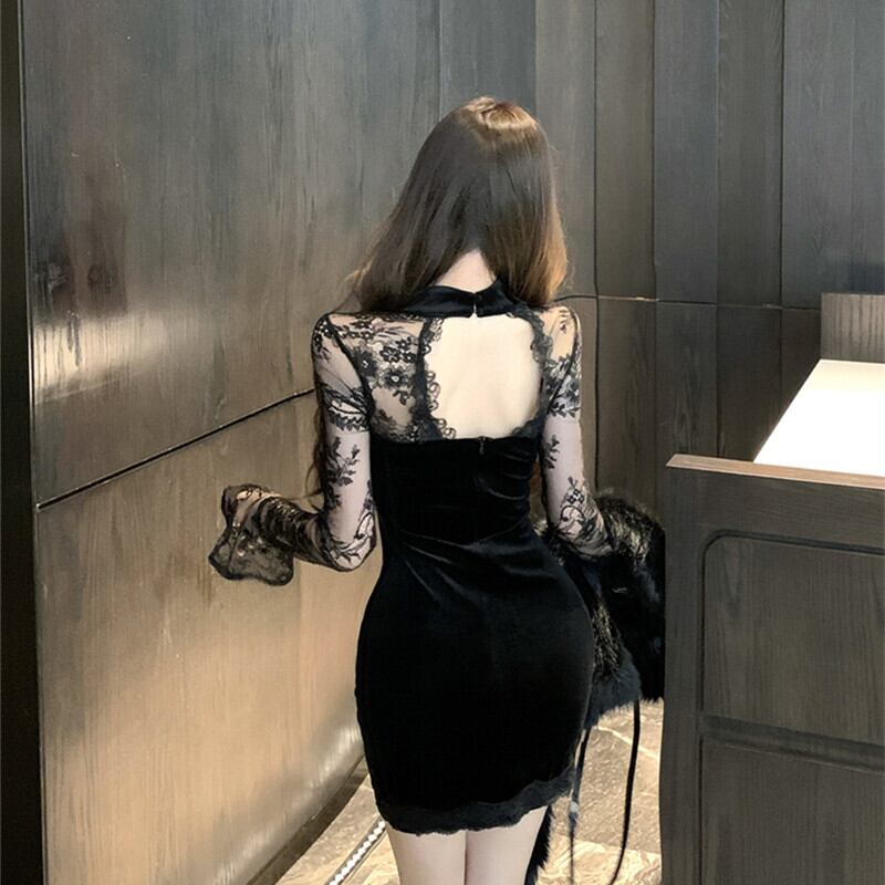 【dress】レースドッキングワンピース　M28494