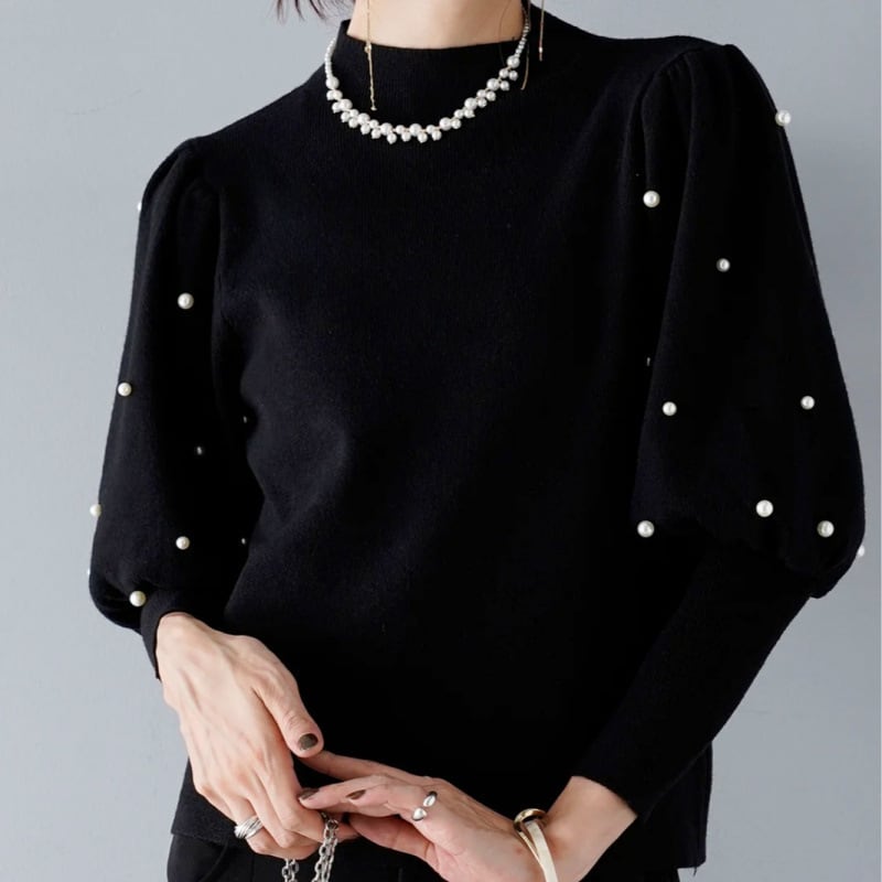 【tops】パールニットトップス　M27083