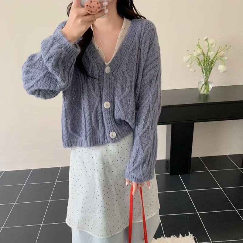 【outer】5色展開ニットカーディガン Q8157