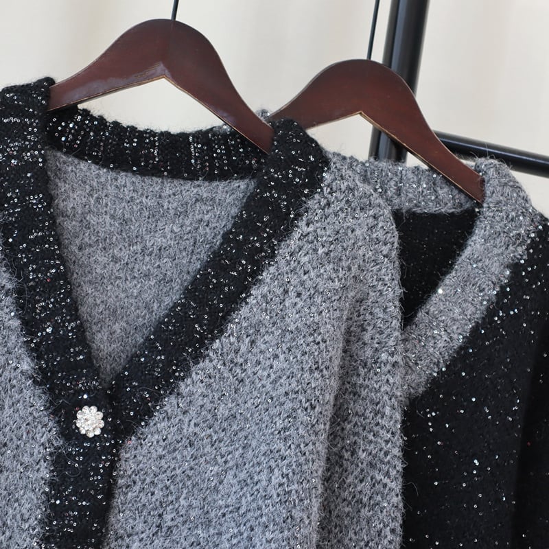 【outer】スパンコールニットカーデ　M27902