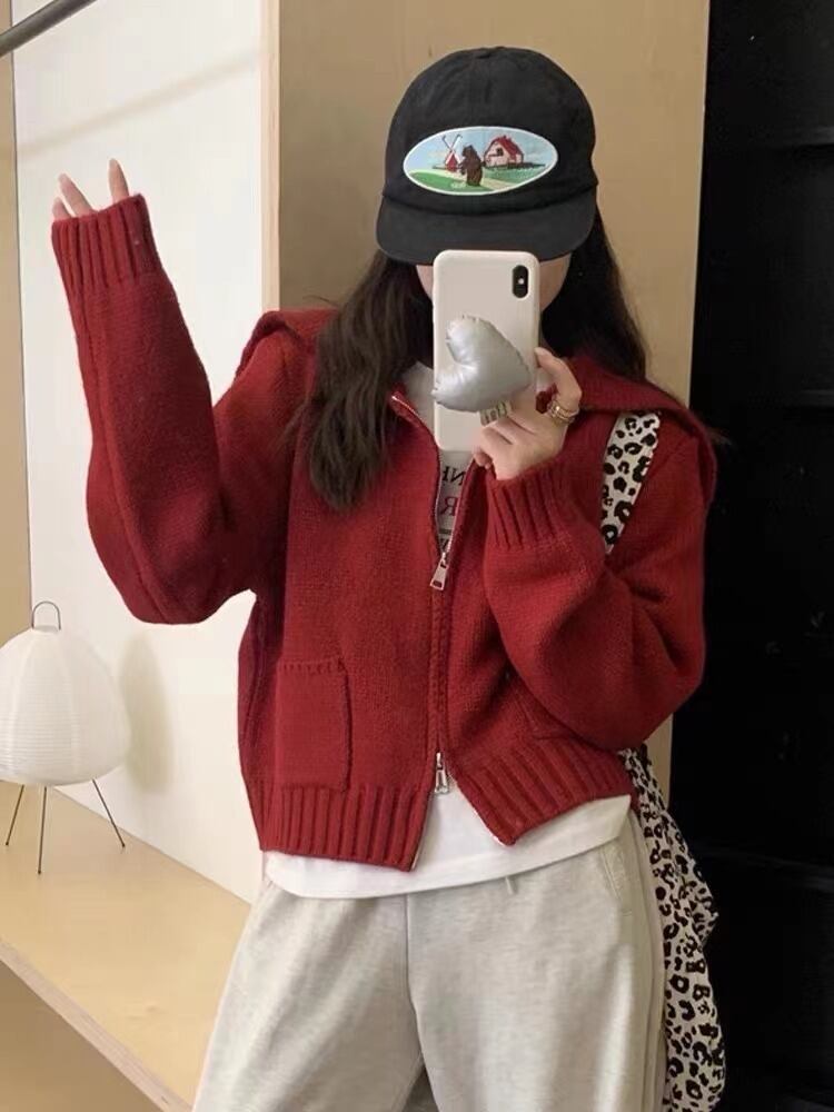 【outer】ファスナーニットカーデ　M27256