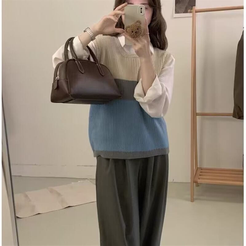 【tops】クルーネックニットベスト　M18830