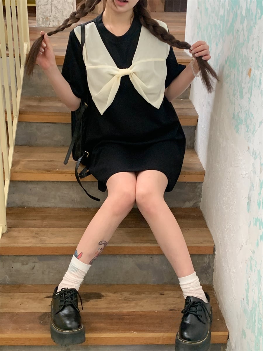 【dress】リボン付きワンピース　M25038