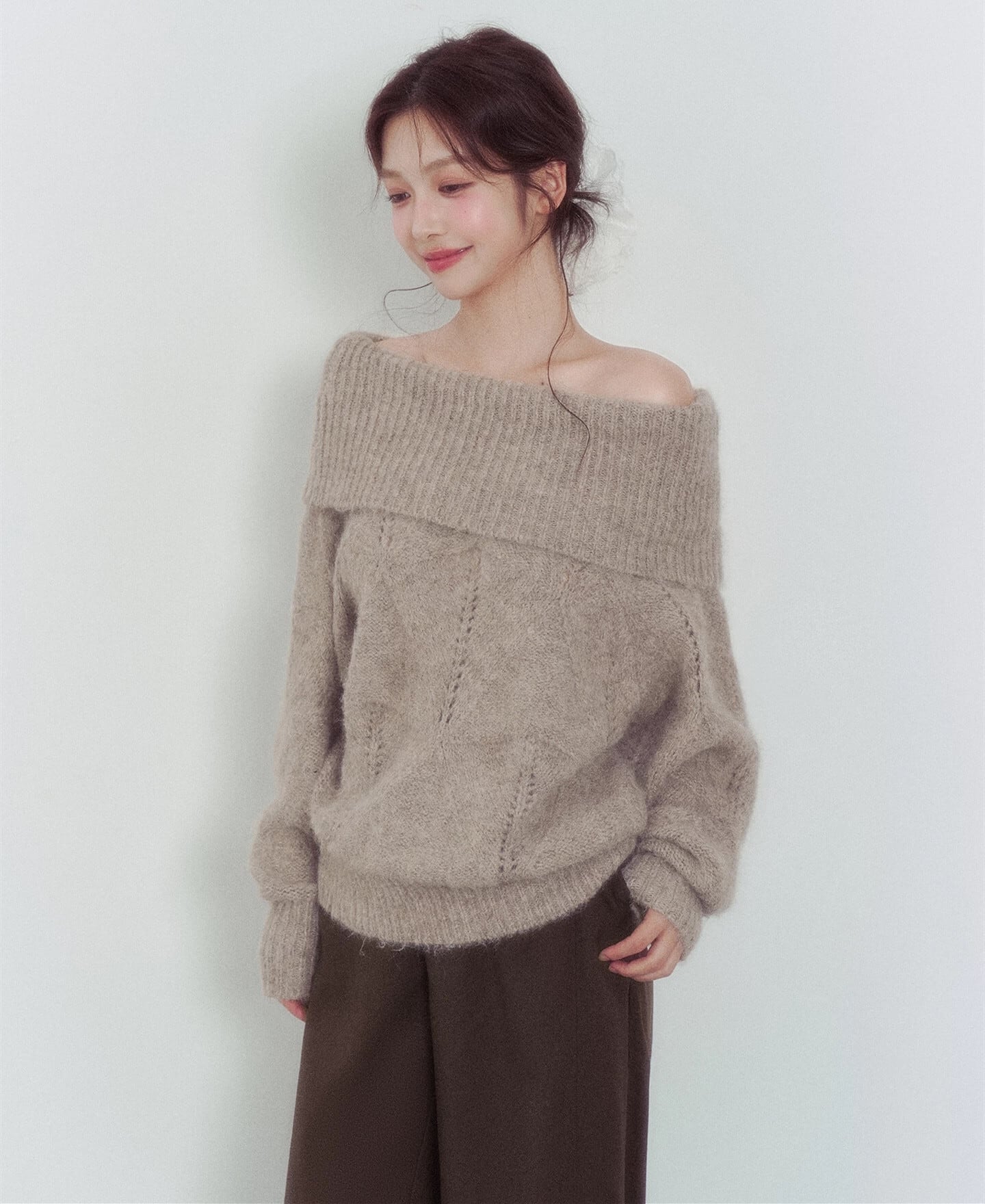 【tops】オフショルニットトップス　N3346