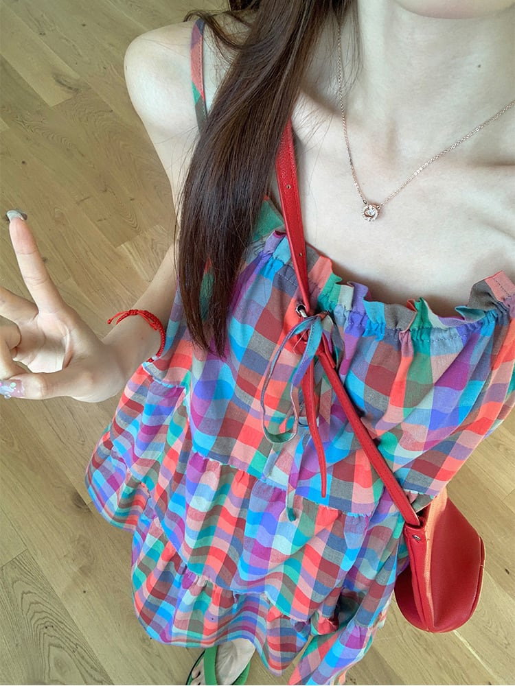 【dress】チェック柄キャミワンピース　M25035