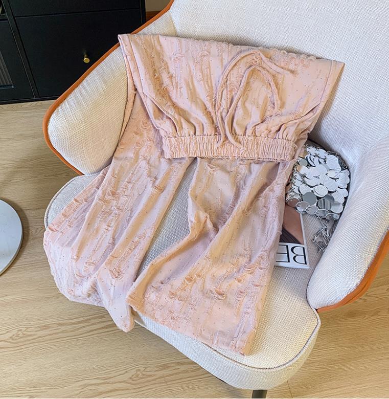 【bottoms】キラキラダメージガウチョパンツF7488