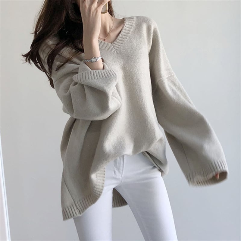 【tops】Vネックニットセーター　M25615