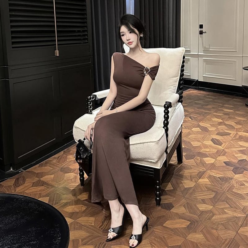 【dress】ワンショルダータイトワンピース Q8083