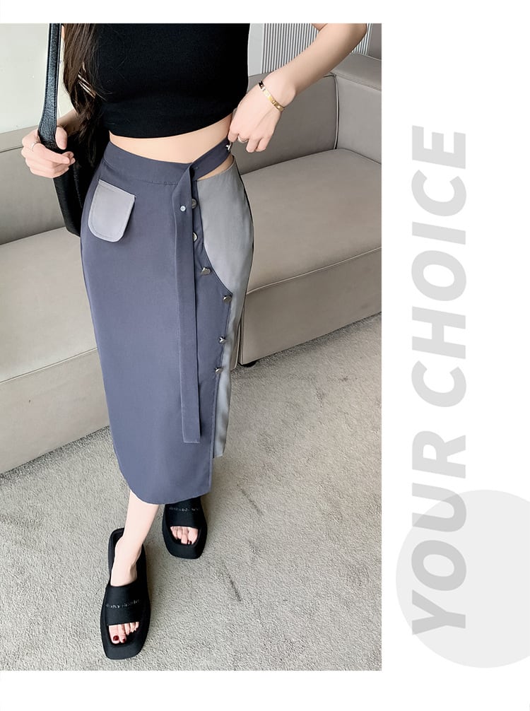 【bottoms】不規則ハイウエストスカートG20941