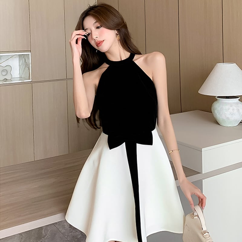 【dress】ホルターネックフレアワンピース Q7981