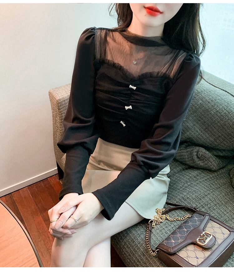 【tops】チュールコンビブラウス　M29369