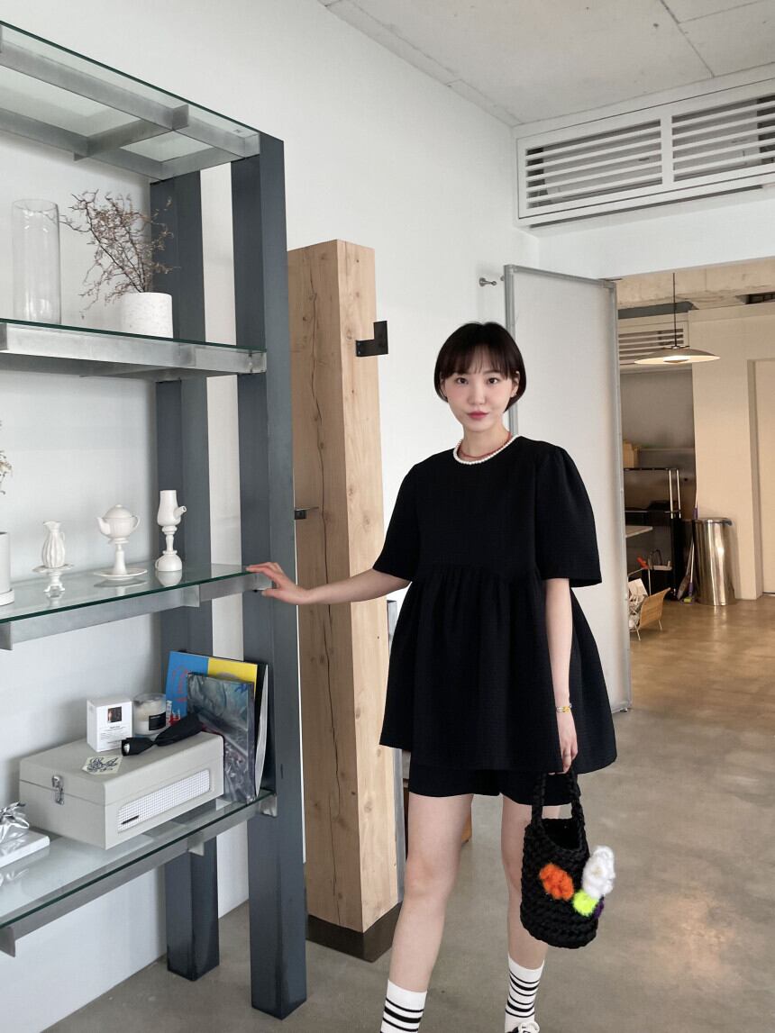 【set】ラウンドネックトップス+ショートパンツ２点セットG21509