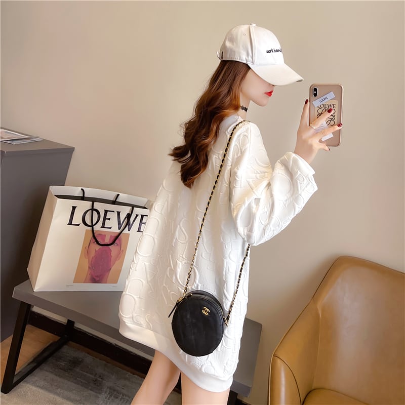 【tops】INS風秋新作ラウンドネック長袖無地着回し薄手英字柄パーカーF0715