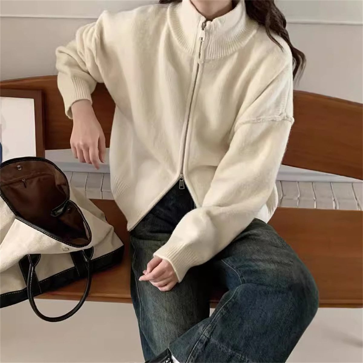 【outer】Wジップニットカーデ　M25985