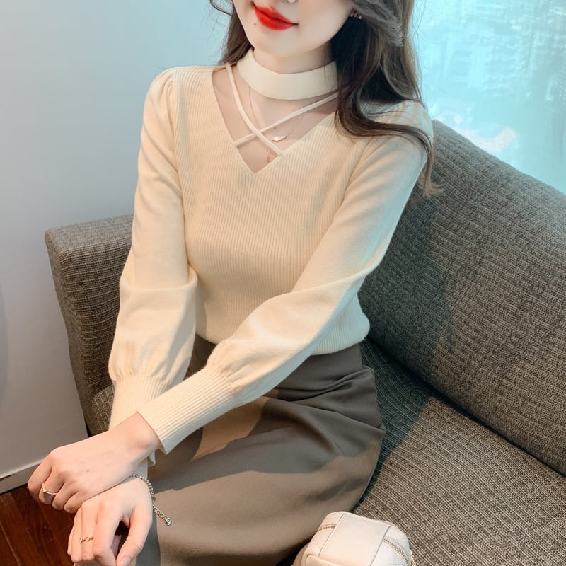 【tops】カットワークニットトップス　M28573