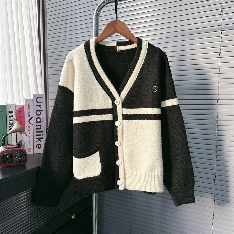【outer】切り替えニットカーデ　M25672