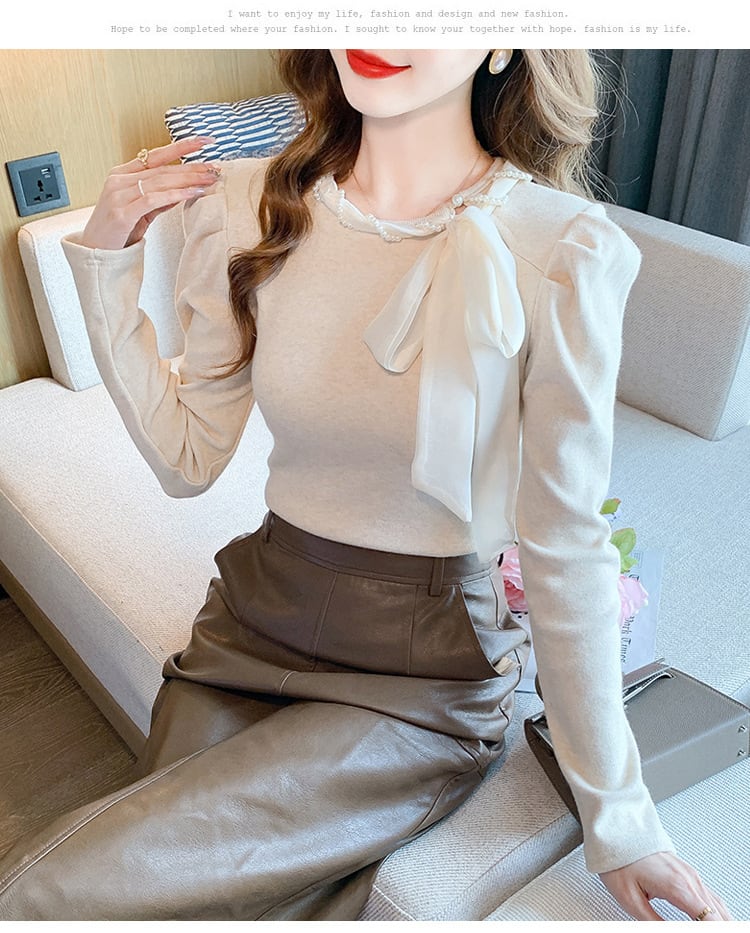 【tops】パールニットトップス　M27567