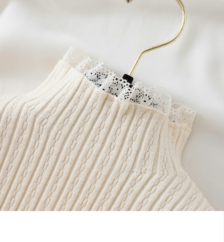 【tops】レース切り替えニットトップス　M28663