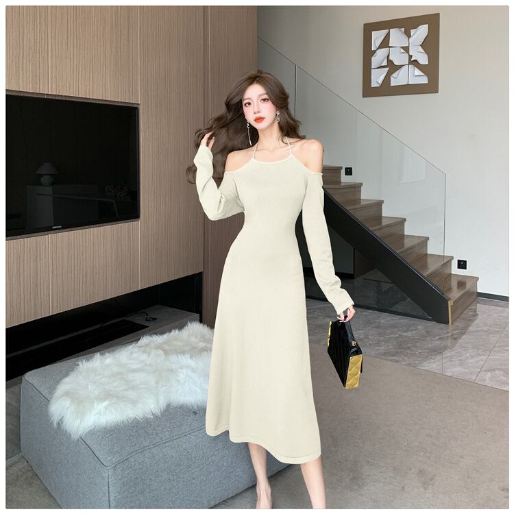 【dress】オフショルダーニットワンピース　M18760