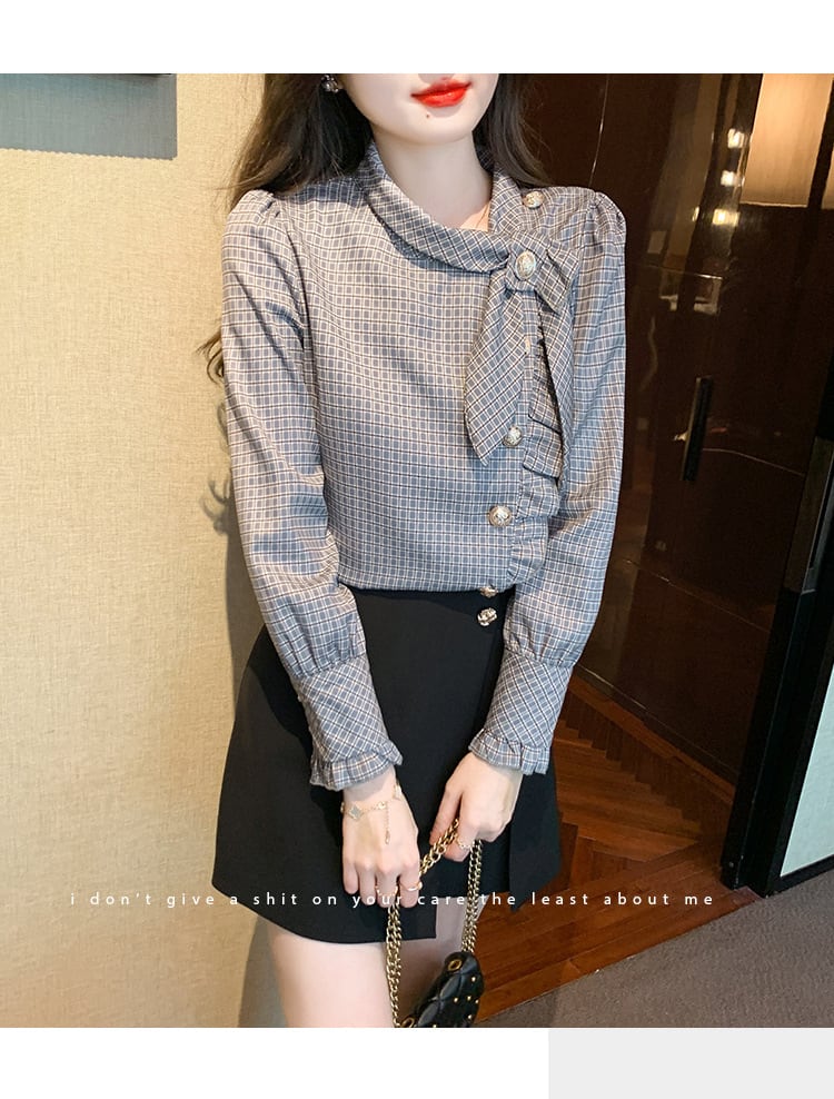 【tops】チェック柄シャツトップス　M25345
