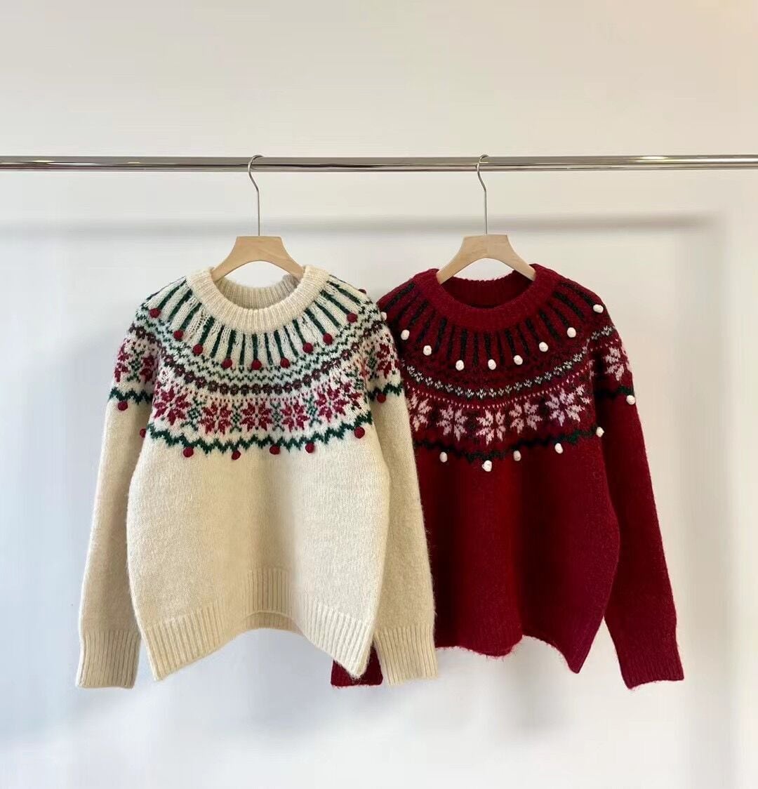 【tops】ジャカードニットセーター　M27136