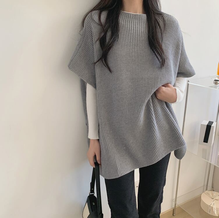 【tops】スリットケープニットジレ　M18411