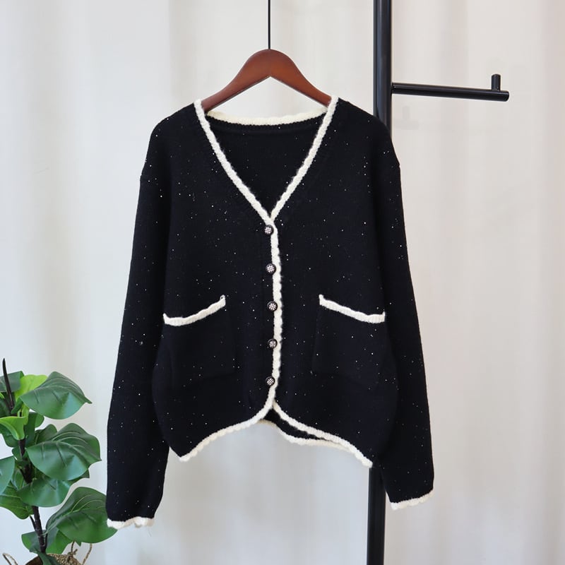 【outer】Vネックニットカーデ　M25697