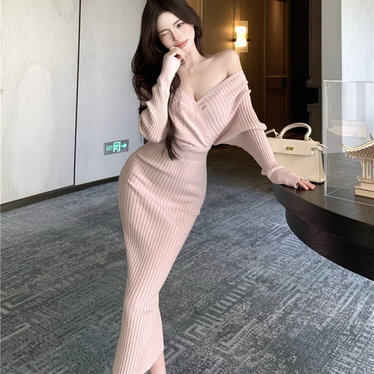 【dress】クロスニットワンピース　M28851