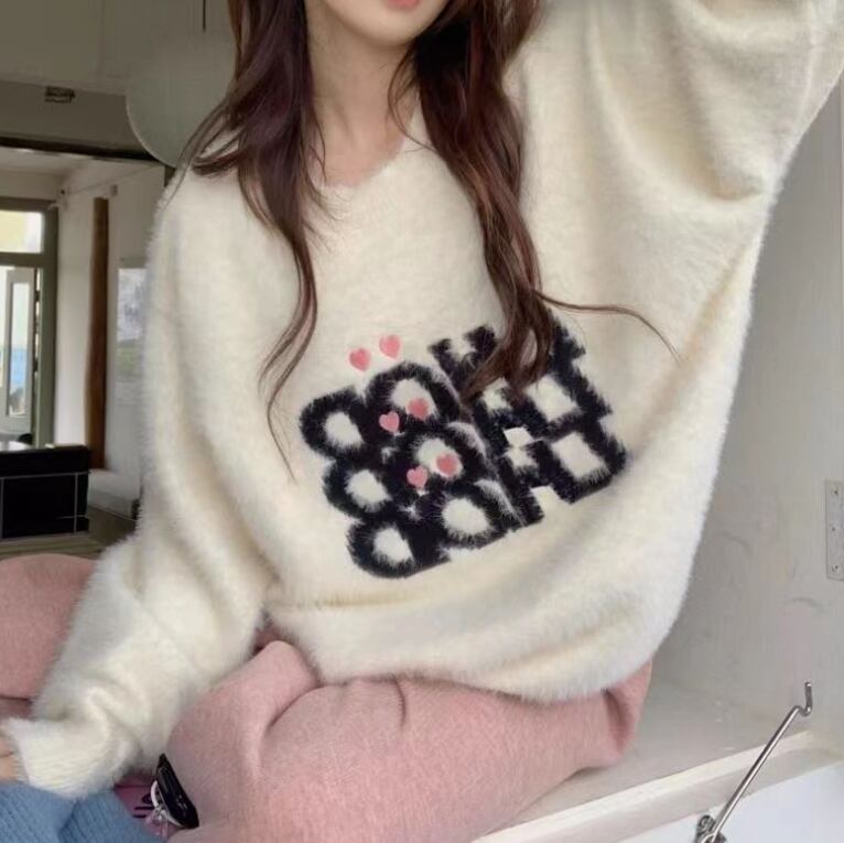 【tops】クルーネックニットセーター　M18594