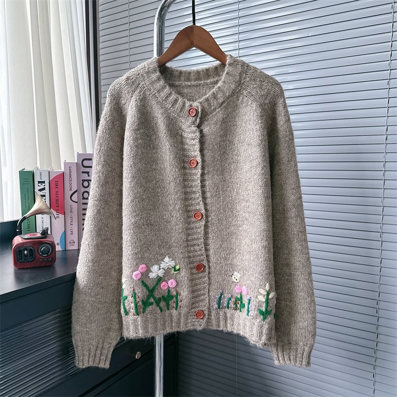 【outer】刺繍ニットカーデ　M25578