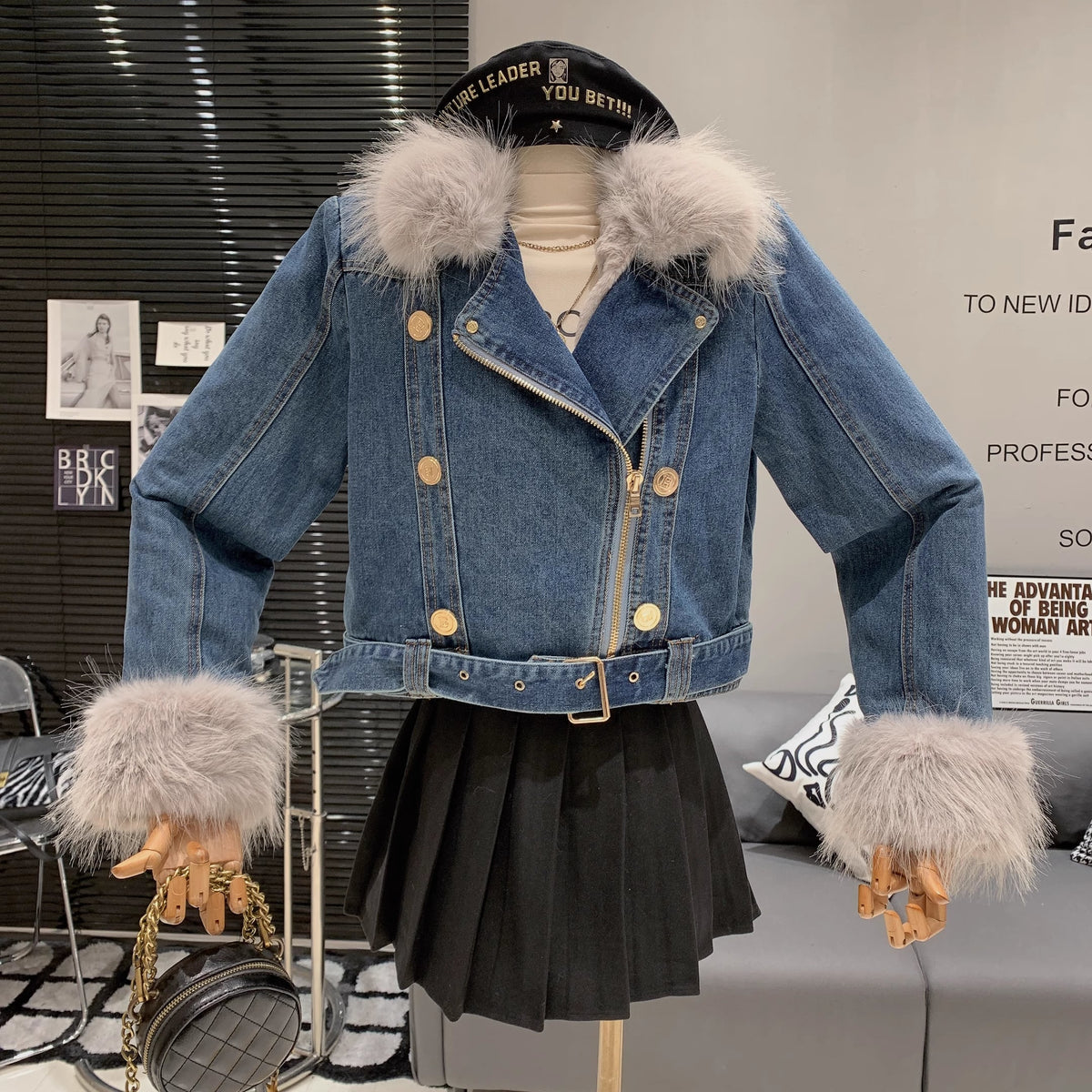 【outer】ファーデニムジャケット　M19108