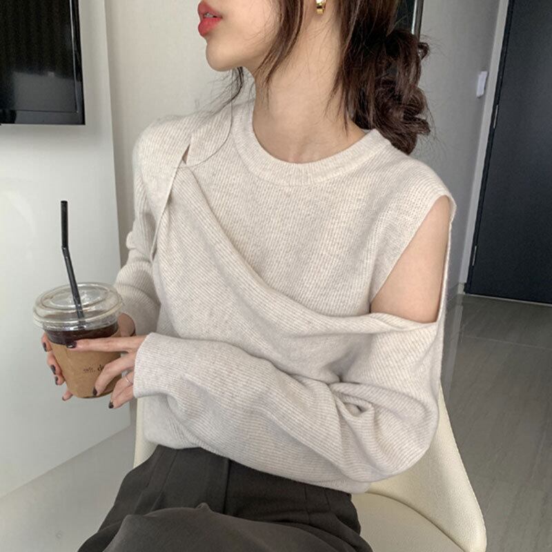 【tops】オフショルダーニットトップス　M18695